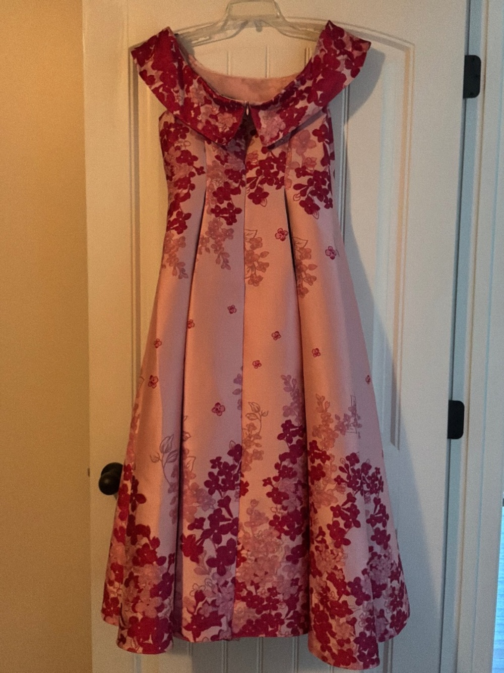 Adrianna Papell Pink Floral Off Shoulder Gown - Picture 5 of 12